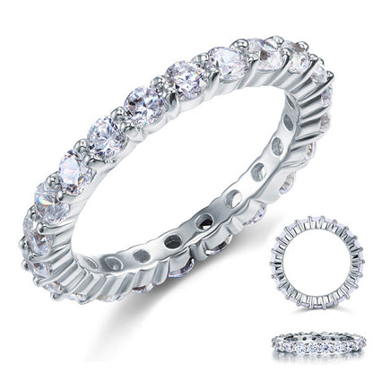 Solid 925 Sterling Silver Wedding Band Eternity Stacking Ring Jewelry Round Cut XFR8061