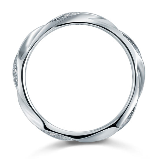 Simulated Diamond Solid Sterling 925 Silver Twist Ring XFR8064