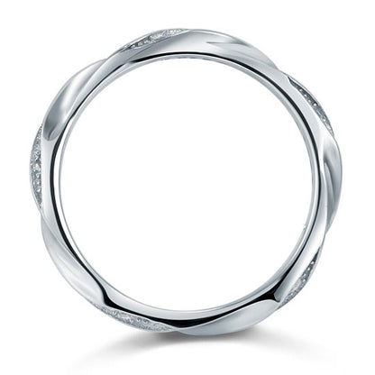 Simulated Diamond Solid Sterling 925 Silver Twist Ring XFR8064