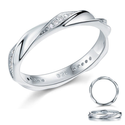 Simulated Diamond Solid Sterling 925 Silver Twist Ring XFR8064