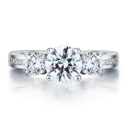 3 Stone Simulated Diamond Solid Sterling 925 Silver Ring XFR8065