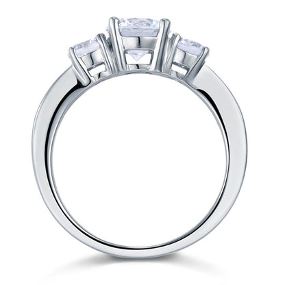 3 Stone Simulated Diamond Solid Sterling 925 Silver Ring XFR8065