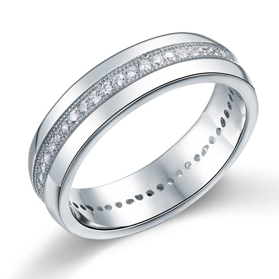 Men's Wedding Band Solid Sterling 925 Silver Simulated Diamond Ring XFR8068
