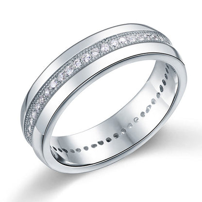 Men's Wedding Band Solid Sterling 925 Silver Simulated Diamond Ring XFR8068