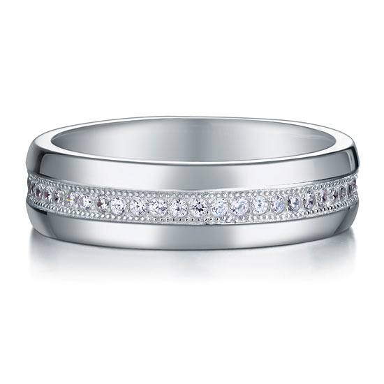 Men's Wedding Band Solid Sterling 925 Silver Simulated Diamond Ring XFR8068