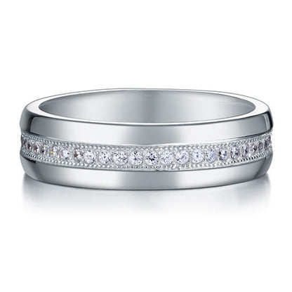 Men's Wedding Band Solid Sterling 925 Silver Simulated Diamond Ring XFR8068