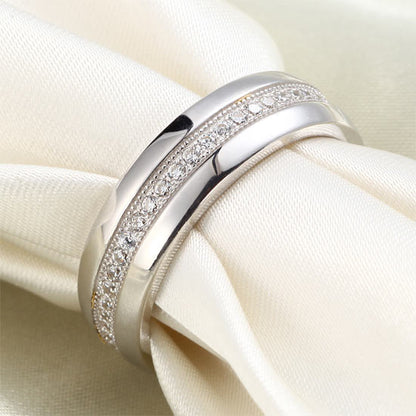 Men's Wedding Band Solid Sterling 925 Silver Simulated Diamond Ring XFR8068