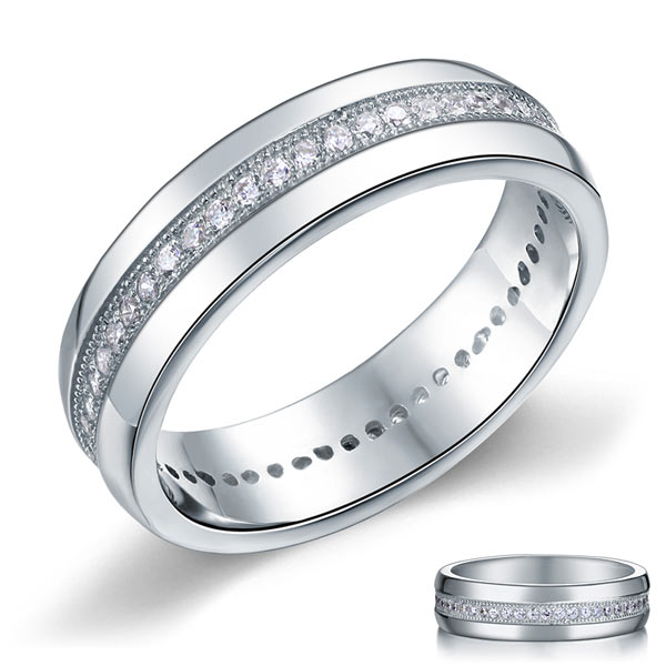 Men's Wedding Band Solid Sterling 925 Silver Simulated Diamond Ring XFR8068