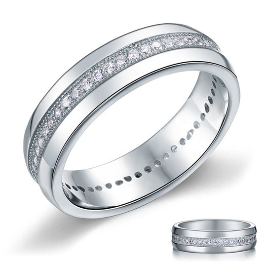 Men's Wedding Band Solid Sterling 925 Silver Simulated Diamond Ring XFR8068