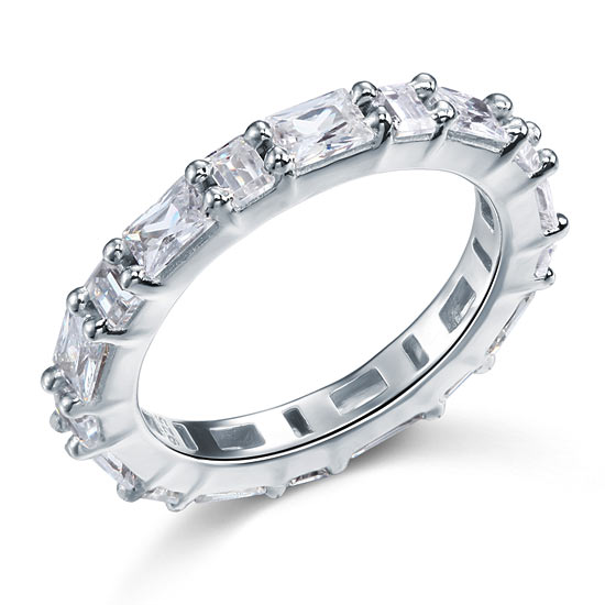Emerald Cut Solid Sterling 925 Silver Ring XFR8070