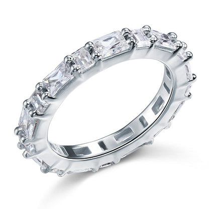 Emerald Cut Solid Sterling 925 Silver Ring XFR8070