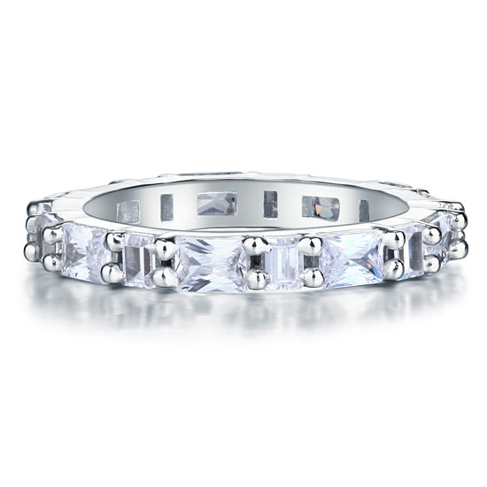 Emerald Cut Solid Sterling 925 Silver Ring XFR8070