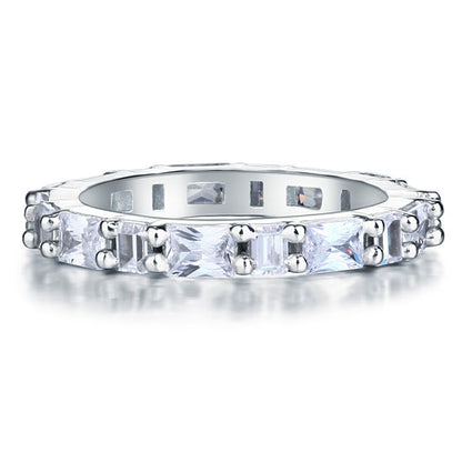 Emerald Cut Solid Sterling 925 Silver Ring XFR8070