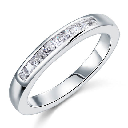 Channel Set Princess Cut Solid Sterling 925 Silver Ring XFR8071