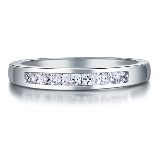Channel Set Princess Cut Solid Sterling 925 Silver Ring XFR8071