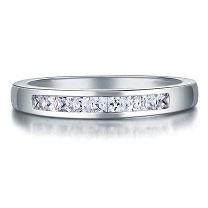 Channel Set Princess Cut Solid Sterling 925 Silver Ring XFR8071