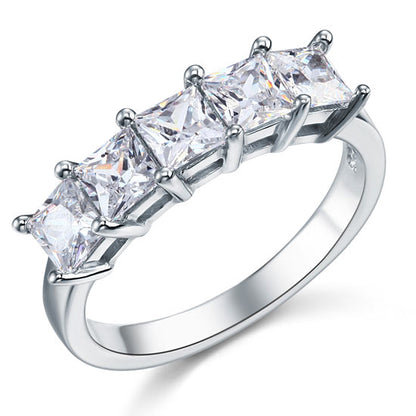 Princess Cut  Five Stone 1.25 Ct Solid 925 Sterling Silver Bridal Wedding Band Ring Jewelry XFR8072