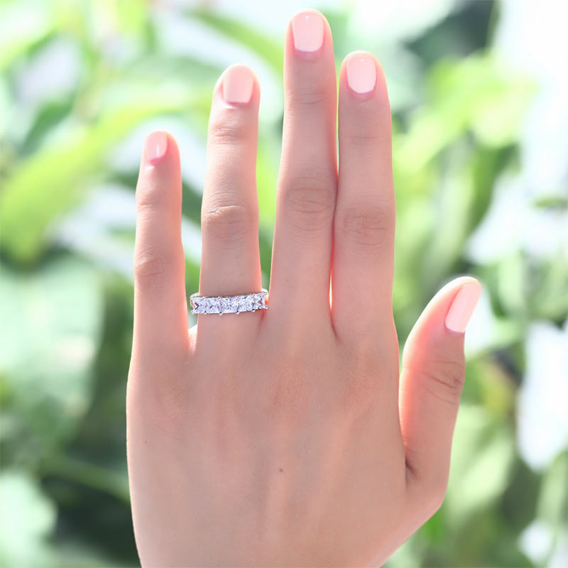 Princess Cut  Five Stone 1.25 Ct Solid 925 Sterling Silver Bridal Wedding Band Ring Jewelry XFR8072
