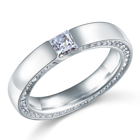 Princess Cut Simulated Diamond Solid Sterling 925 Silver Ring XFR8074