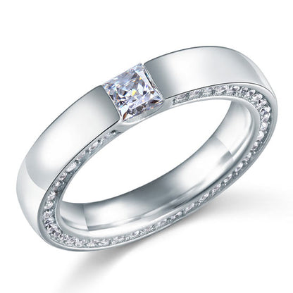Princess Cut Simulated Diamond Solid Sterling 925 Silver Ring XFR8074