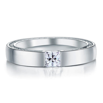 Princess Cut Simulated Diamond Solid Sterling 925 Silver Ring XFR8074