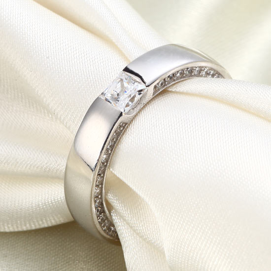 Princess Cut Simulated Diamond Solid Sterling 925 Silver Ring XFR8074
