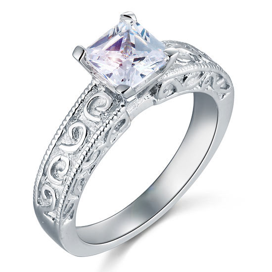 Vintage Style 1 Carat Simulated Diamond Solid 925 Sterling Silver Wedding Engagement Ring XFR8076