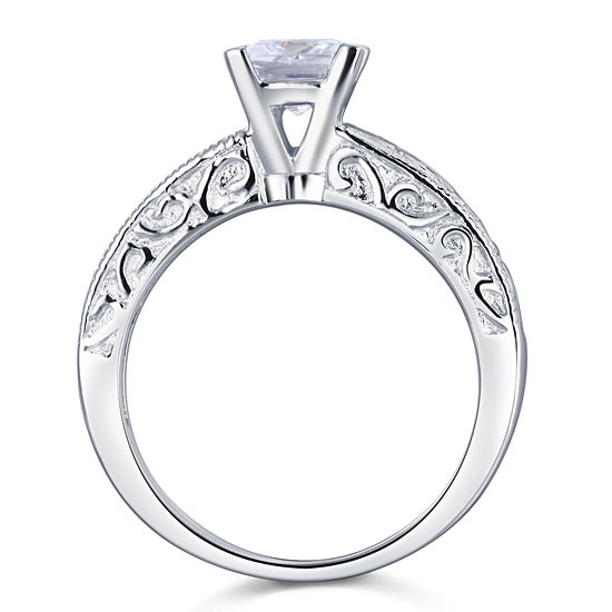 Vintage Style 1 Carat Simulated Diamond Solid 925 Sterling Silver Wedding Engagement Ring XFR8076
