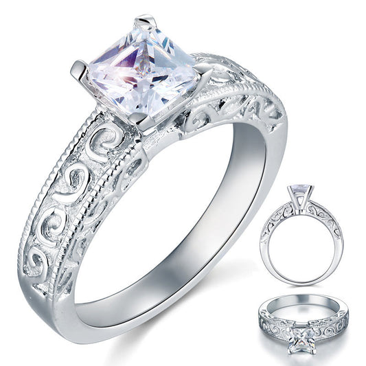 Vintage Style 1 Carat Simulated Diamond Solid 925 Sterling Silver Wedding Engagement Ring XFR8076