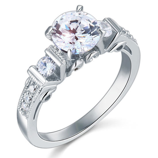 Vintage Style 1.25 Carat Simulated Diamond Solid 925 Sterling Silver Wedding Engagement Ring XFR8079