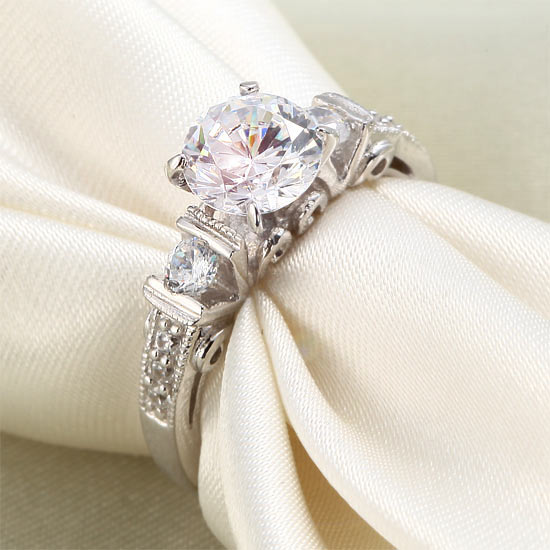 Vintage Style 1.25 Carat Simulated Diamond Solid 925 Sterling Silver Wedding Engagement Ring XFR8079