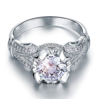 Vintage Victorian Style 2 Carat Simulated Diamond Solid 925 Sterling Silver Wedding Engagement Ring XFR8088