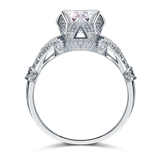Vintage Victorian Style 2 Carat Simulated Diamond Solid 925 Sterling Silver Wedding Engagement Ring XFR8088