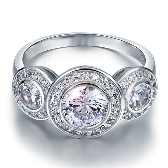 Art Deco 2.5 Carat Simulated Diamond Solid 925 Sterling Silver Wedding Engagement Ring XFR8089