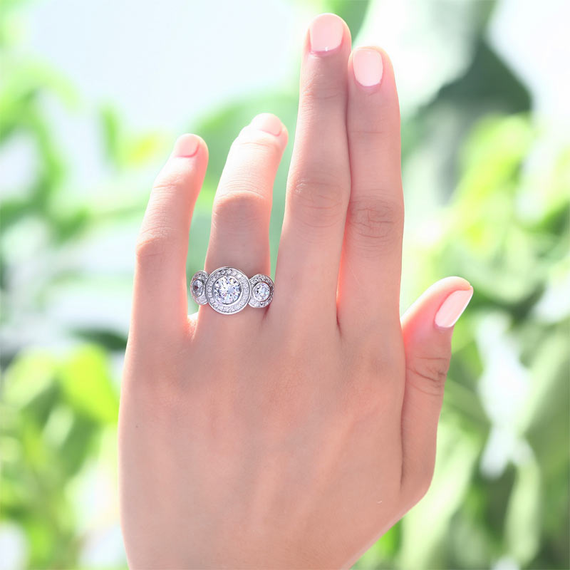 Art Deco 2.5 Carat Simulated Diamond Solid 925 Sterling Silver Wedding Engagement Ring XFR8089