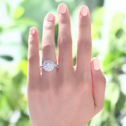 Vintage Style 2 Carat Simulated Diamond Solid 925 Sterling Silver Wedding Engagement Ring XFR8090