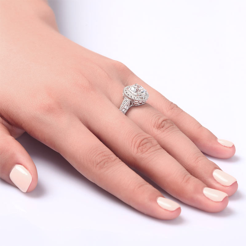 Vintage Style 2 Carat Simulated Diamond Solid 925 Sterling Silver Wedding Engagement Ring XFR8090