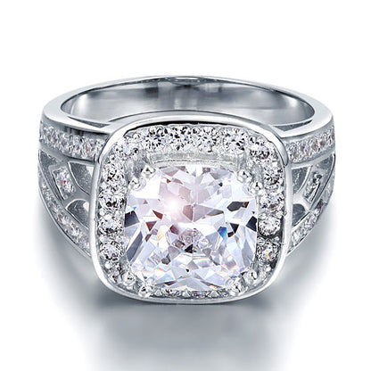 Art Deco Vintage Style 4 Carat Cushion Simulated Diamond Solid 925 Sterling Silver Wedding Engagement Ring XFR8091