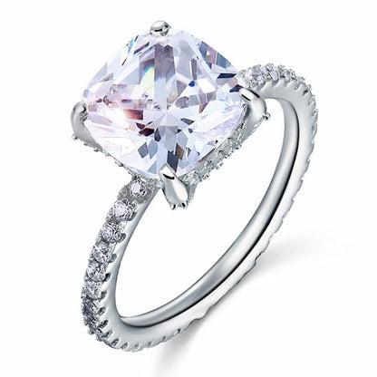 5 Carat Cushion Cut Simulated Diamond Solid 925 Sterling Silver Wedding Engagement Promise Ring Jewelry XFR8092