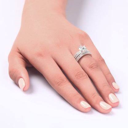 Vintage Style 1.25  Solitaire Simulated Diamond Solid Sterling 925 Silver 2-Pc Bridal Wedding Engagement Ring Set XFR8096