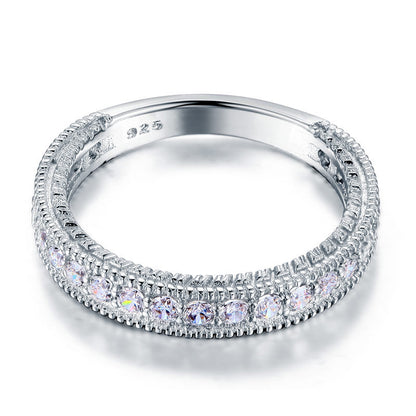 Vintage Style Art Deco Simulated Diamond Solid Sterling 925 Silver Band Wedding Eternity Ring XFR8099