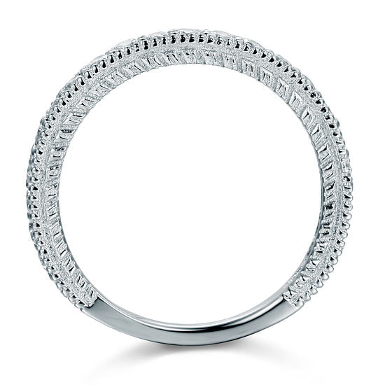 Vintage Style Art Deco Simulated Diamond Solid Sterling 925 Silver Band Wedding Eternity Ring XFR8099