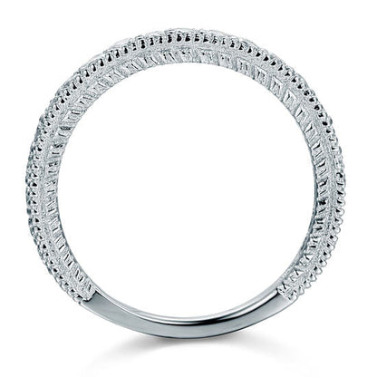 Vintage Style Art Deco Simulated Diamond Solid Sterling 925 Silver Band Wedding Eternity Ring XFR8099