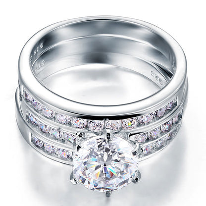2 Ct Simulated Diamond 925 Sterling Silver Wedding Engagement Ring Set 3-Pcs XFR8101