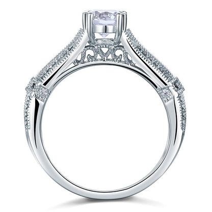 Vintage Style 1 Carat Simulated Diamond Solid 925 Sterling Silver Bridal Wedding Engagement Ring Jewelry XFR8109