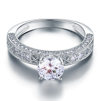 Vintage Style 1.25 Carat Simulated Diamond Solid 925 Sterling Silver Bridal Wedding Engagement Ring Jewelry XFR8110
