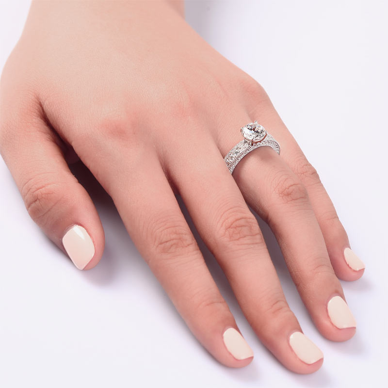 Vintage Style 1.25 Carat Simulated Diamond Solid 925 Sterling Silver Bridal Wedding Engagement Ring Jewelry XFR8110