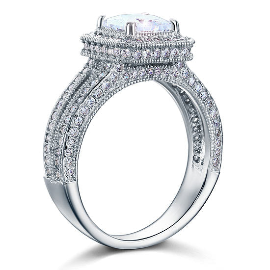 Vintage Style 1.5 Carat Simulated Diamond Solid 925 Sterling Silver Bridal Wedding Engagement Ring  XFR8111