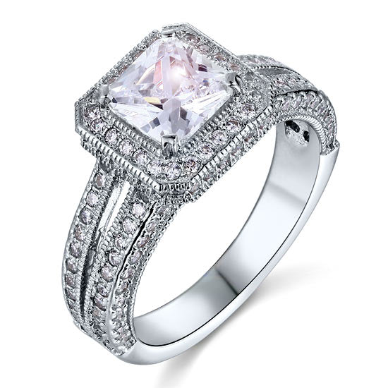 Vintage Style 1.5 Carat Simulated Diamond Solid 925 Sterling Silver Bridal Wedding Engagement Ring  XFR8111