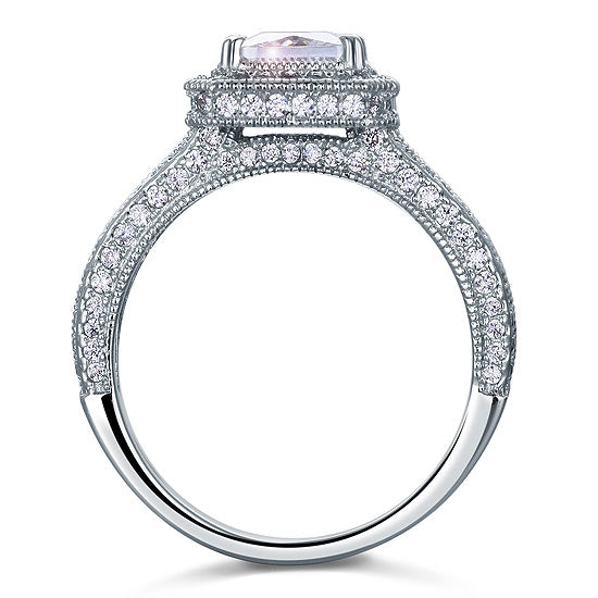 Vintage Style 1.5 Carat Simulated Diamond Solid 925 Sterling Silver Bridal Wedding Engagement Ring  XFR8111